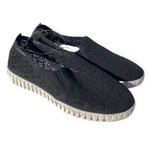 JBU by Jambu Black Flora Laser Cut Vegan Slip On Sneakers Size 6.5